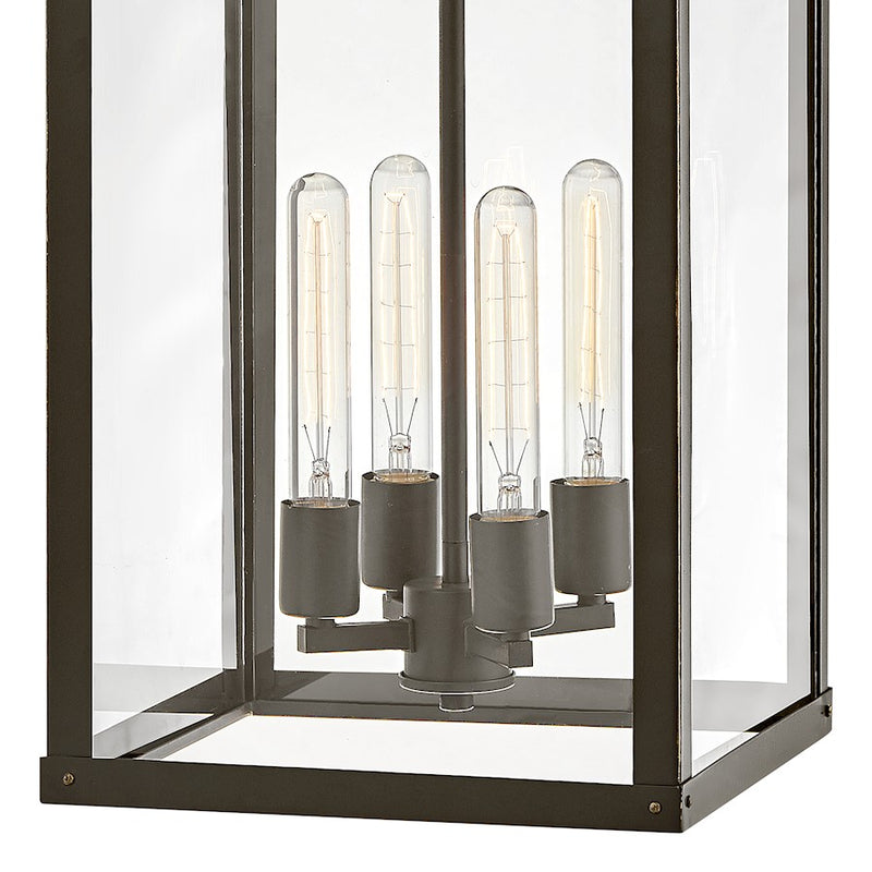 Hinkley Porter 13in 4-Light Outdoor Wall Sconce | Transitional Oil Rubbed Bronze Aluminum and Clear Glass | Covered Patio & Entryway | Model 2809OZ-LL