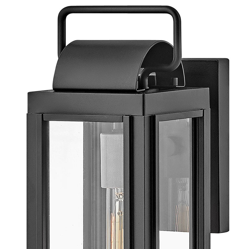 Hinkley Sag Harbor 16in 1-Light Outdoor Wall Sconce | Traditional Coastal Black Aluminum and Clear Glass | Covered Patios & Entryways | 7.5 | Model 2840BK