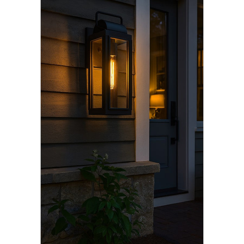 Hinkley Sag Harbor 16in 1-Light Outdoor Wall Sconce | Traditional Coastal Black Aluminum and Clear Glass | Covered Patios & Entryways | 7.5 | Model 2840BK