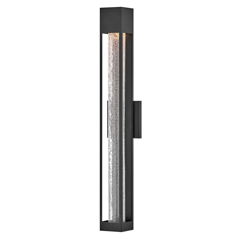 Hinkley Vapor 35in 1-Light Outdoor Wall Sconce | Modern Black Aluminum and Crackle Glass | Entryway & Covered Porch | 4.5 x 6 x 35 in | Model 2859BK