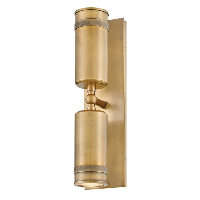 Hinkley Lighting Pratt 2Lt Outdoor Wall Mount, Heritage Brass/Clear