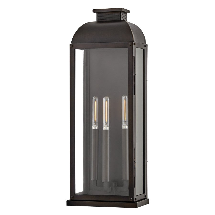 Hinkley Tiverton 3Lt Outdoor Wall Mount, Dark Oxidized Brass/Clear - 28835DX