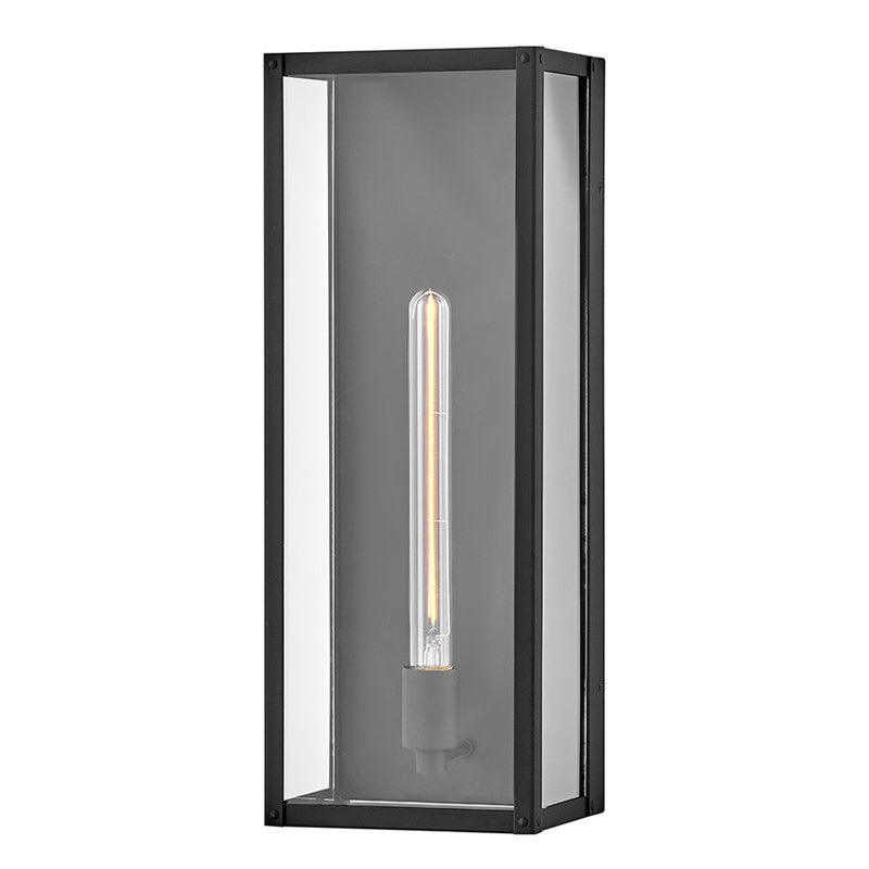 Hinkley Max 20in 1-Light Outdoor Wall Sconce | Transitional Black Aluminum and Clear Glass | Covered Patio & Entryway | 6 x 7 x 20 in | Model 28854BK