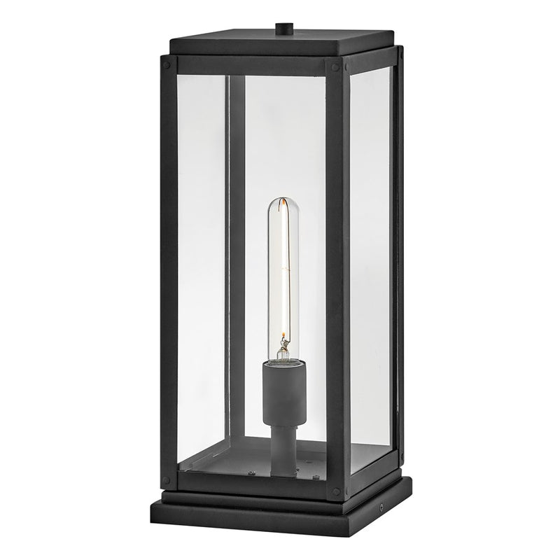 Hinkley Lighting Max 1 Light Outdoor 8" Pier Mount, Black/Clear - 28857BK