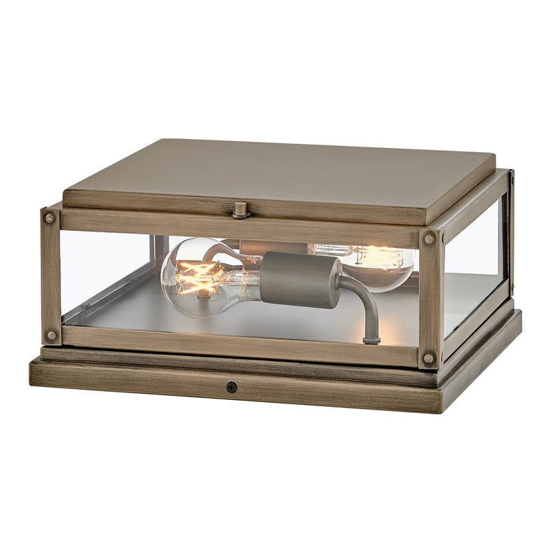 Hinkley Max 2Lt Outdoor 3.5" Pier Mount, Bronze/Clear/Etched White
