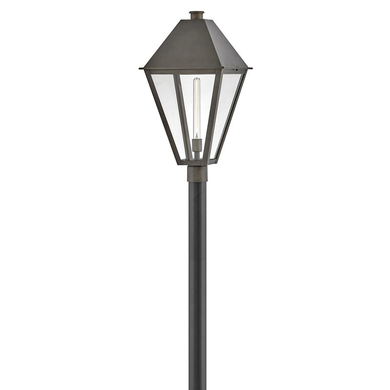 Hinkley Endsley 14in 1-Light Outdoor Post Light | Traditional Blackened Brass Aluminum and Clear Glass | Entryway & Patio | 14 x 14 x | Model 28861BLB