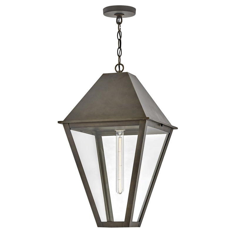 Hinkley Endsley 14in 1-Light Outdoor Hanging Lantern | Traditional Blackened Brass Aluminum and Clear Glass | Covered Patio & Entryway | Model 28862BLB
