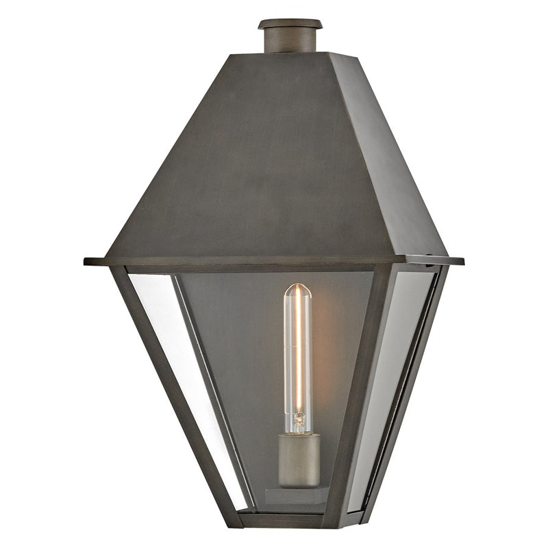Hinkley Endsley 1Lt Outdoor 19" Wall Mount, Blackened Brass/Clear