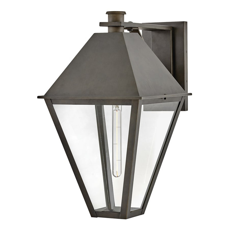 Hinkley Endsley 1Lt Outdoor 25" Wall Mount, Blackened Brass/Clear