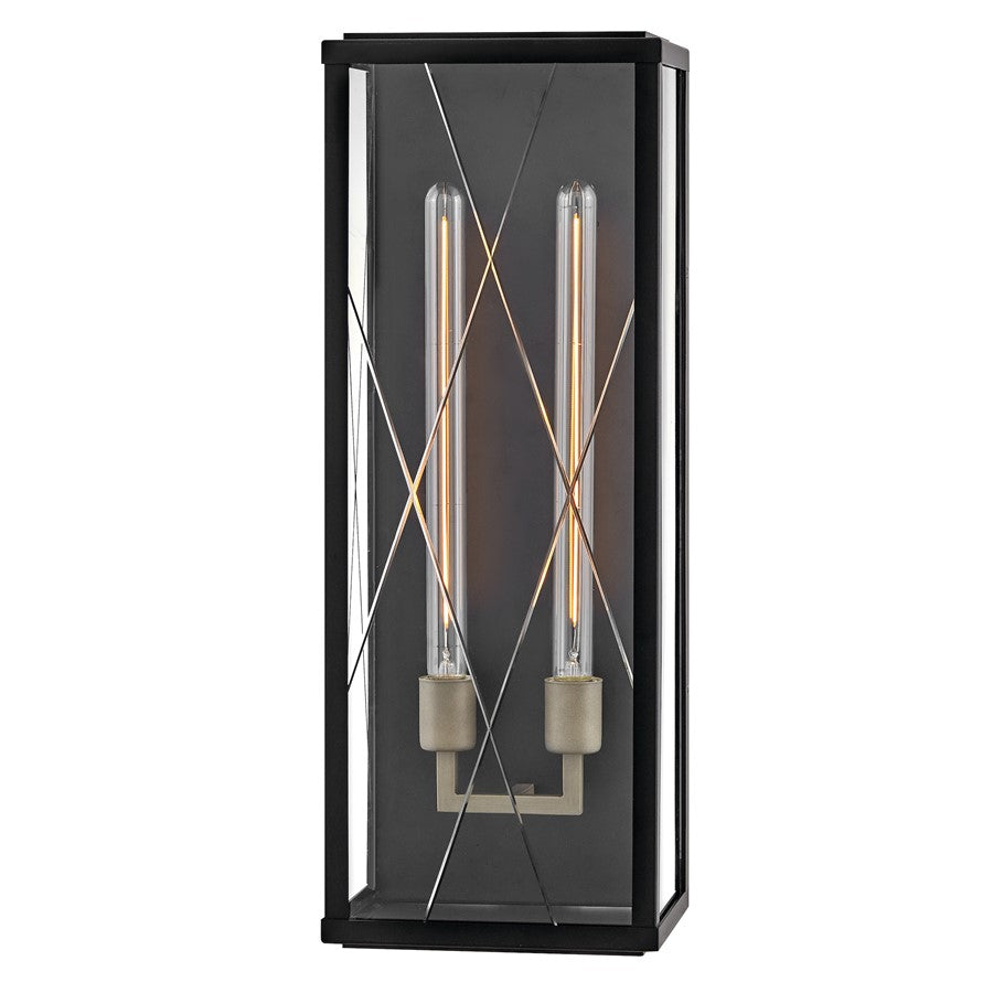 Hinkley Lighting Monte 2 Light Outdoor Wall Mount, Black/Clear - 28885BK