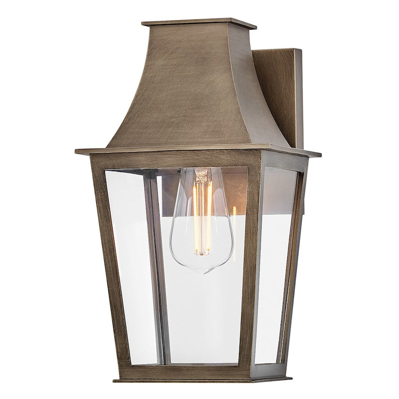 Hinkley Georgetown 12in 1-Light Outdoor Wall Lantern | Traditional Burnished Bronze Composite and Clear Glass | Covered Patios & Entryways | Model 28890BU