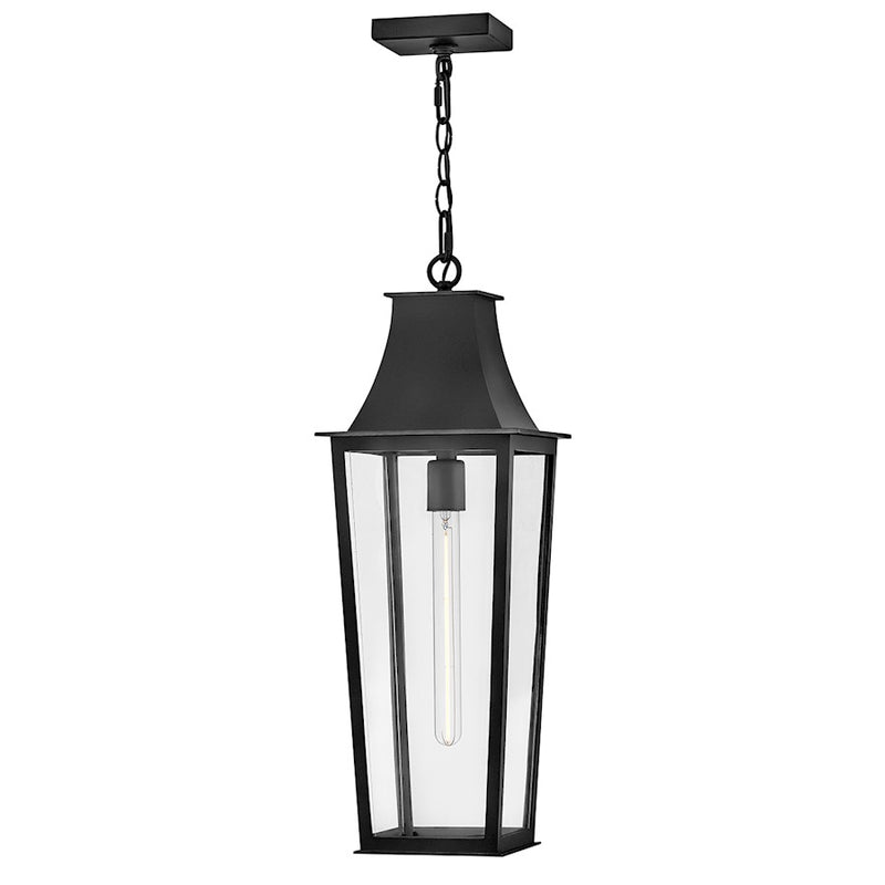 Hinkley Georgetown 9in 1-Light Outdoor Hanging Lantern | Traditional Black Composite and Clear Glass | Covered Patio & Entryway | 8 x 8 x | Model 28892BK
