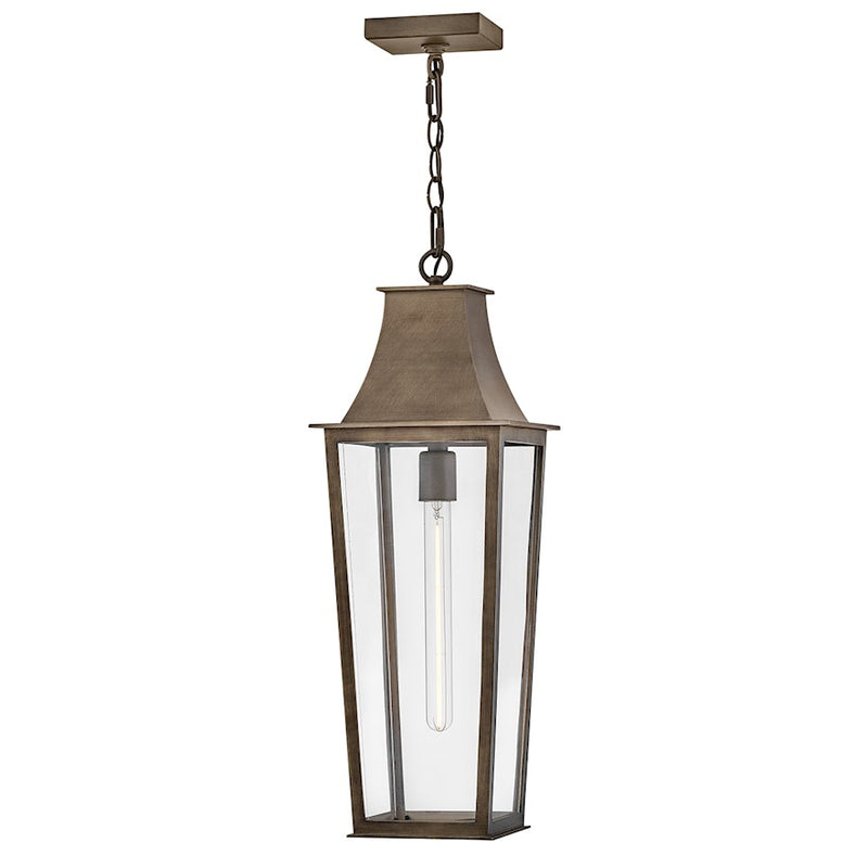 Hinkley Georgetown 9in 1-Light Outdoor Hanging Lantern | Traditional Burnished Bronze Composite and Clear Glass | Covered Patios & | Model 28892BU