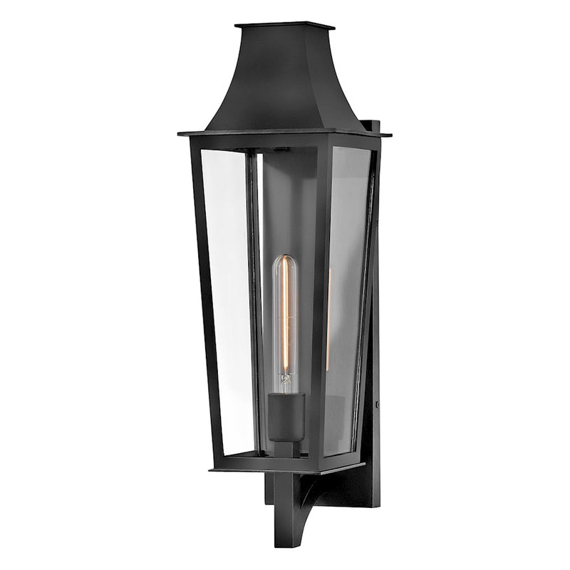 Hinkley Georgetown 21in 1-Light Outdoor Wall Lantern | Traditional Black Composite and Clear Glass | Covered Patio & Entryway | 8 x 7 x 21 | Model 28894BK