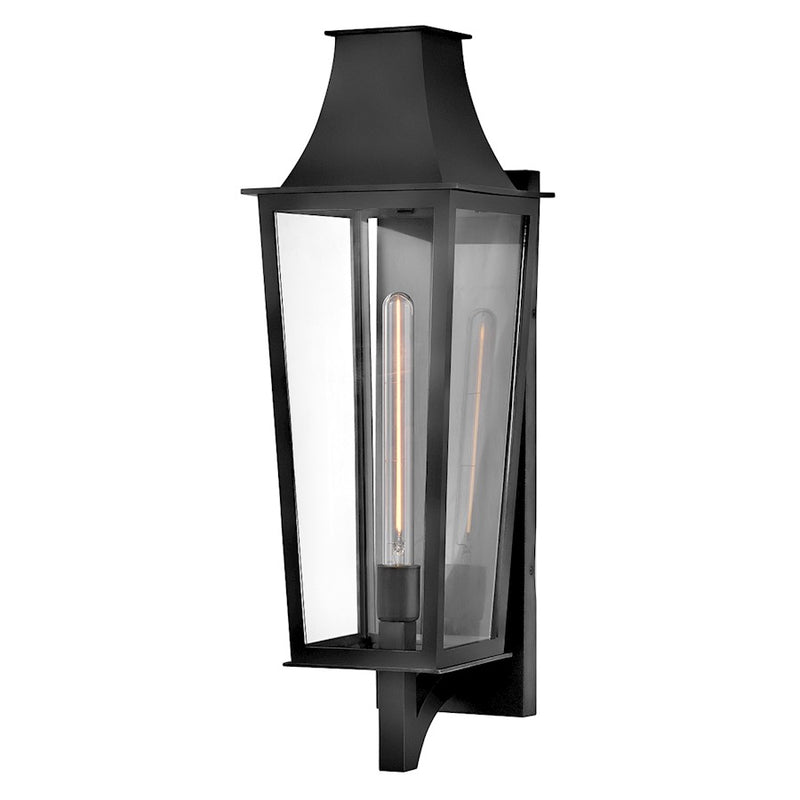 Hinkley Georgetown 10in 1-Light Outdoor Wall Mount Lantern | Traditional Black Composite and Clear Glass | Covered Patio & Entryway | 9.75 | Model 28895BK