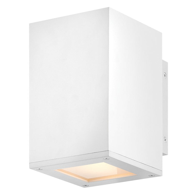Hinkley Tetra 6in 1-Light Outdoor Wall Sconce | Modern Textured White Composite and Etched Lens | Entryway & Patio | 500 Lumens 3000K | Model 28910TW-LL