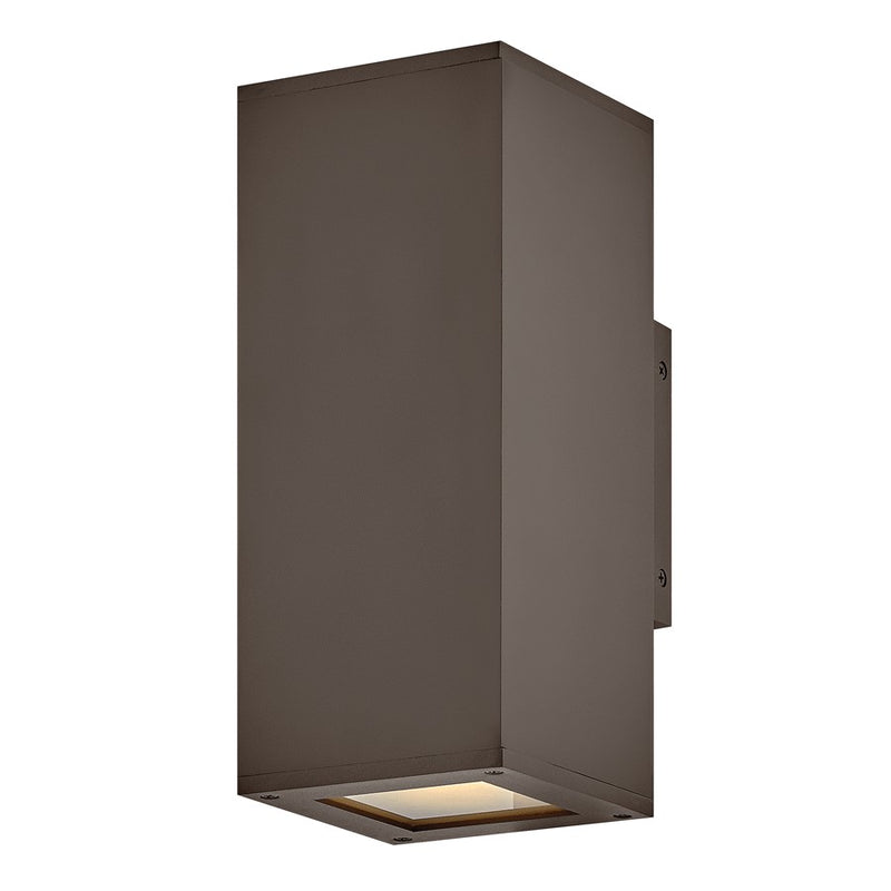 Hinkley Tetra 12in 2-Light Outdoor Wall Sconce | Modern Architectural Bronze Composite and Etched Lens | Covered Patio & Entryway | 5 x | Model 28914AZ-LL