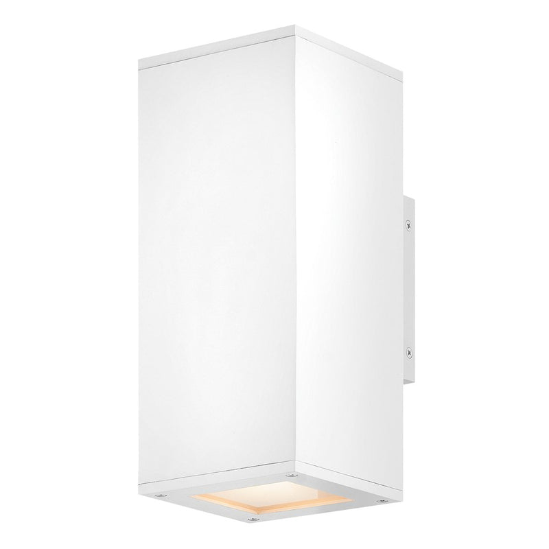 Hinkley Tetra 12in 2-Light Outdoor Wall Sconce | Modern Textured White Composite and Etched Lens | Covered Patio & Entryway | 5 x 5 x | Model 28914TW-LL