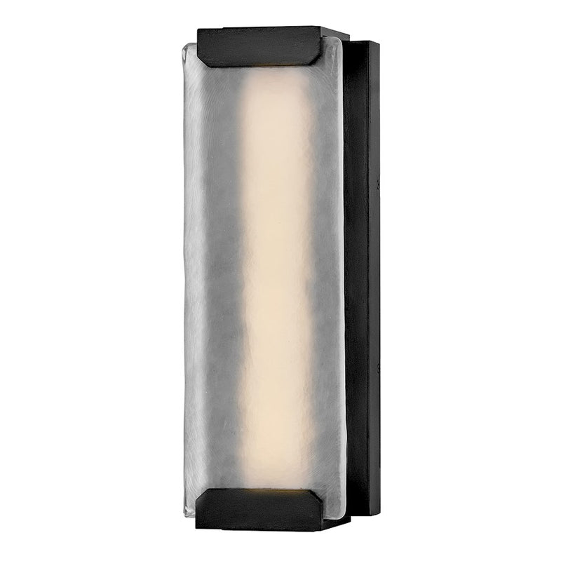 Hinkley Zayde 16in LED Outdoor Wall Lantern | Modern Black Aluminum and Etched Glass | Entryway & Covered Patio | 1250 Lumens 3000K | Model 28974BK