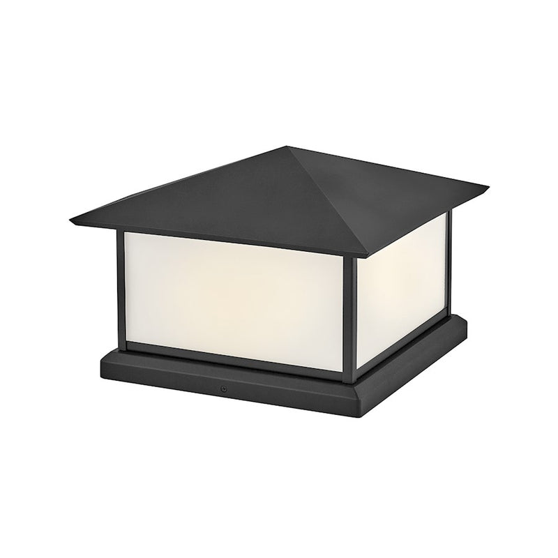Hinkley Walter 15in 2-Light Outdoor Pier Mount Lantern | Craftsman Textured Black Aluminum and Etched White Glass | Column & Entryway | Model 28987TK