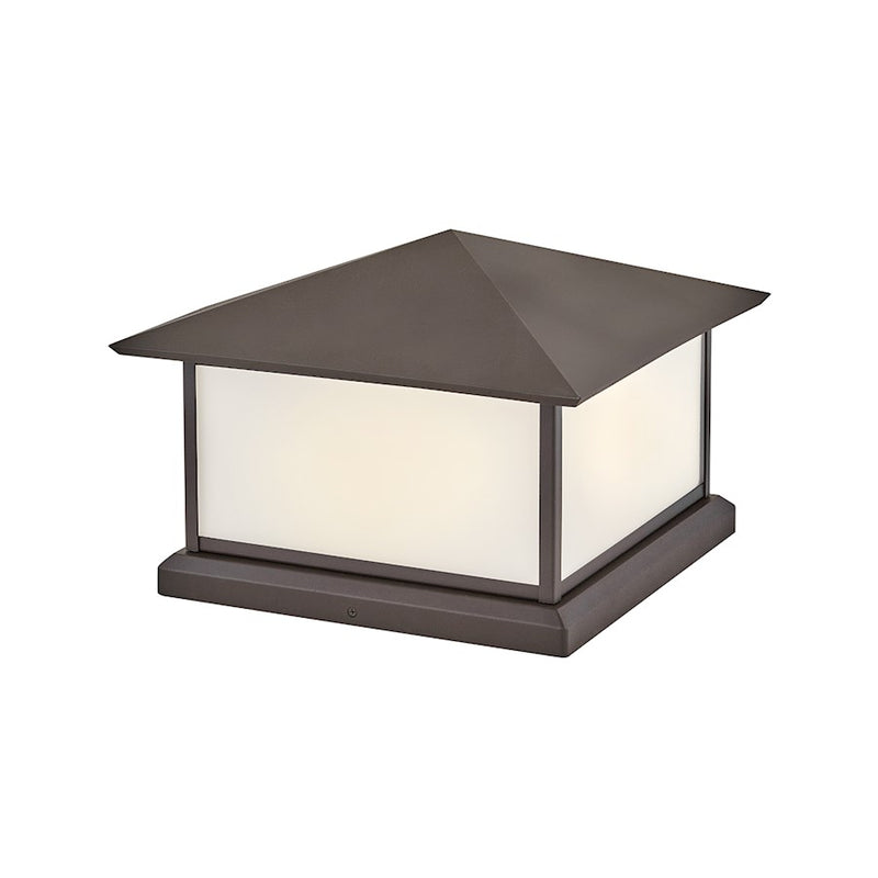 Hinkley Walter 15in 2-Light Outdoor Pier Mount Lantern | Craftsman Textured Oil Rubbed Bronze Aluminum and Etched White Glass | Column & | Model 28987TR