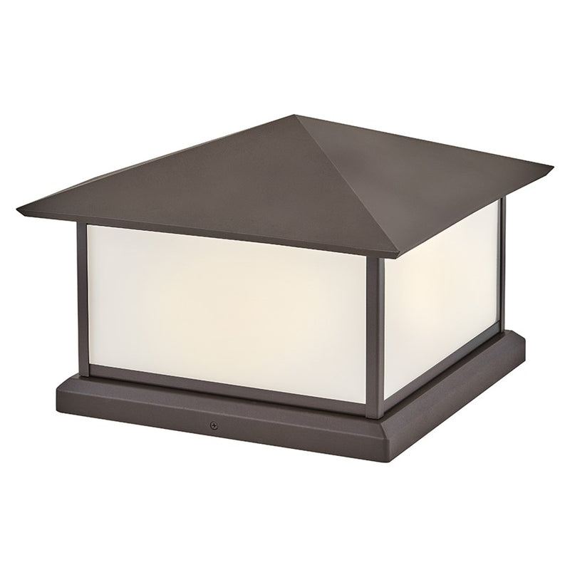 Hinkley Walter 15in 2-Light Outdoor Pier Mount | Craftsman Textured Oil Rubbed Bronze Aluminum and Etched White Glass | Porch & | Model 28987TR-LV
