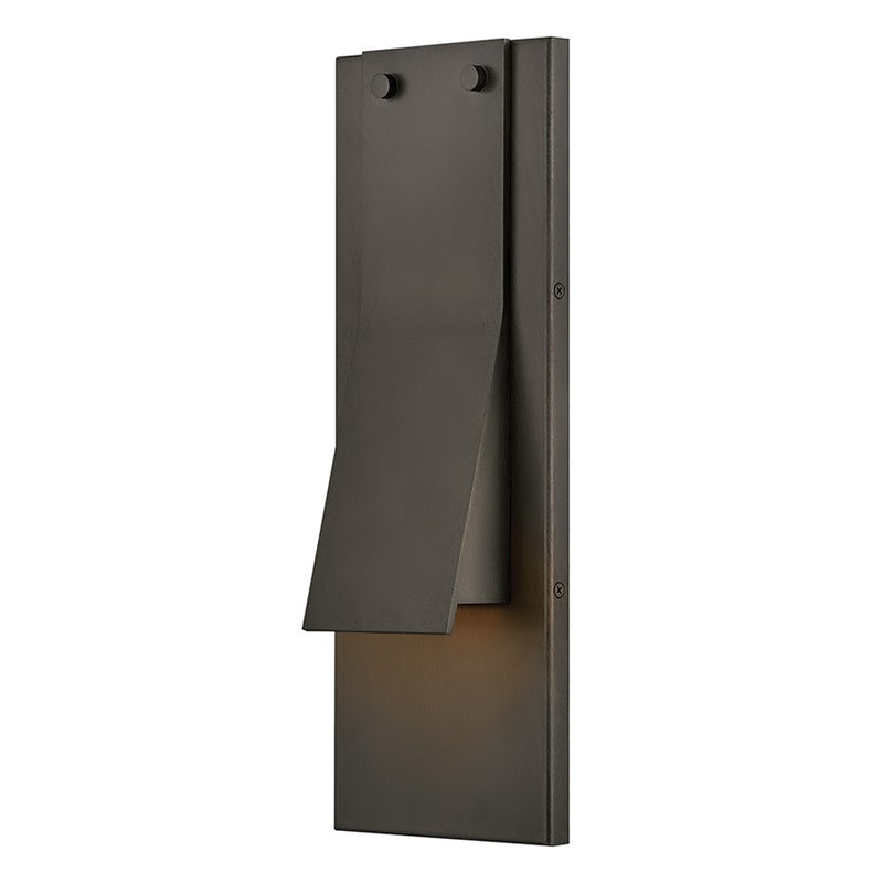 Hinkley Fold 16in 1-Light Outdoor Wall Sconce | Modern Black Oxide Aluminum and Etched Glass | Entryway & Porch | 2.75 x 6 x 16 in | Model 28994BX