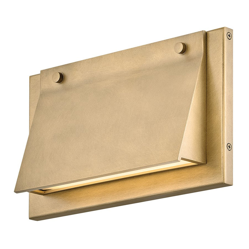 Hinkley Lighting Fold Outdoor 7" Wall Mount, Heritage Brass/Etched