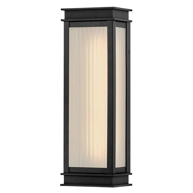 Hinkley Lighting Rockwell Outdoor Wall Mount, Black/Clear Ribbed