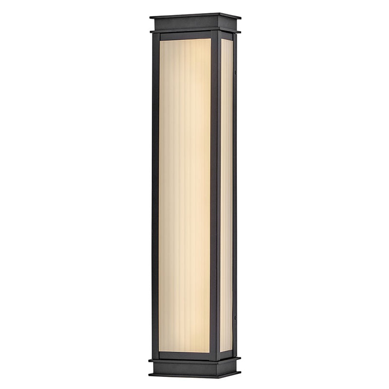 Hinkley Rockwell 6in 1-Light Outdoor Wall Sconce | Modern Textured Black Aluminum and Clear Ribbed Glass | Covered Patio & Entryway | 4.25 | Model 29015TK