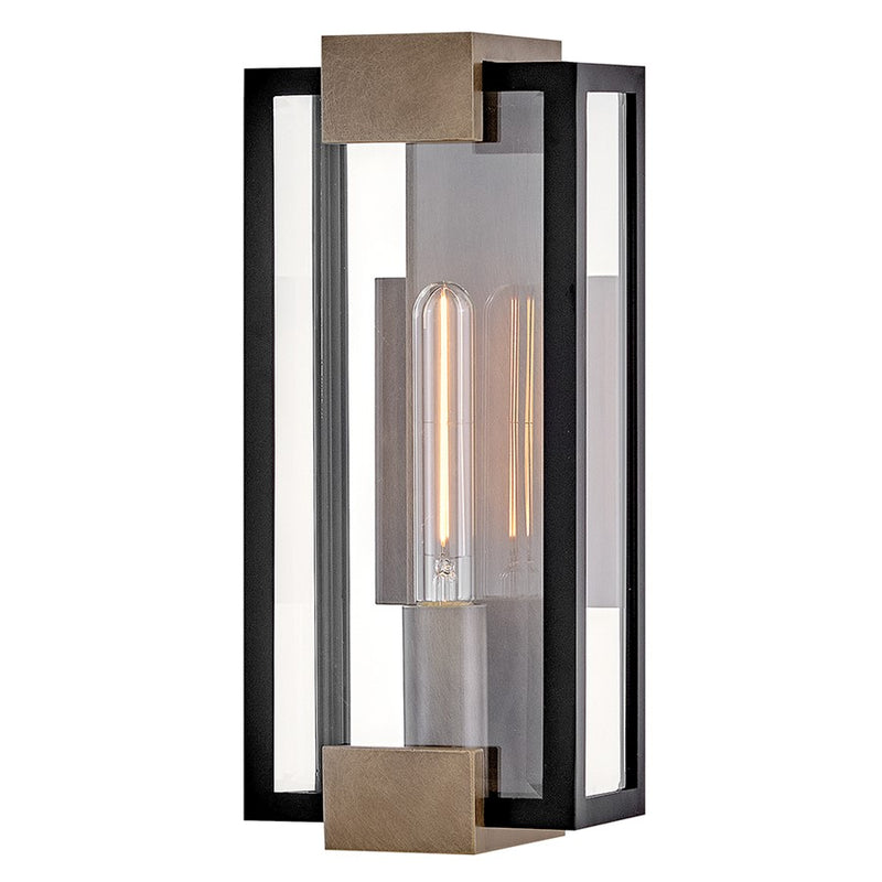 Hinkley Bergen 1Lt 15" Outdoor Wall Mount, Black/Clear Beveled