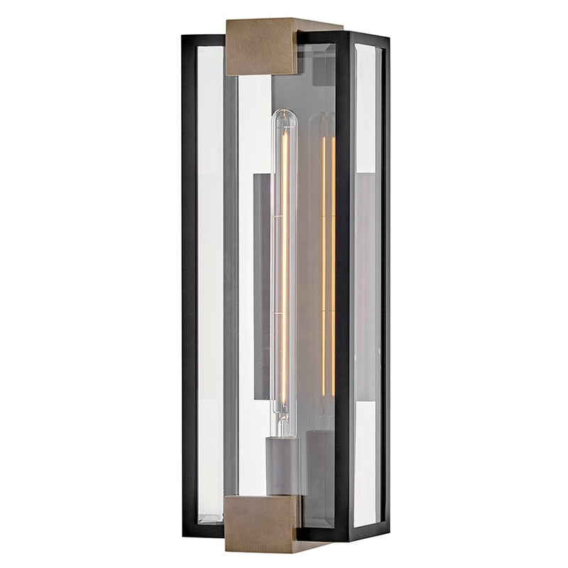 Hinkley Lighting Bergen 1Lt Outdoor Wall Mount, Black/Clear Beveled
