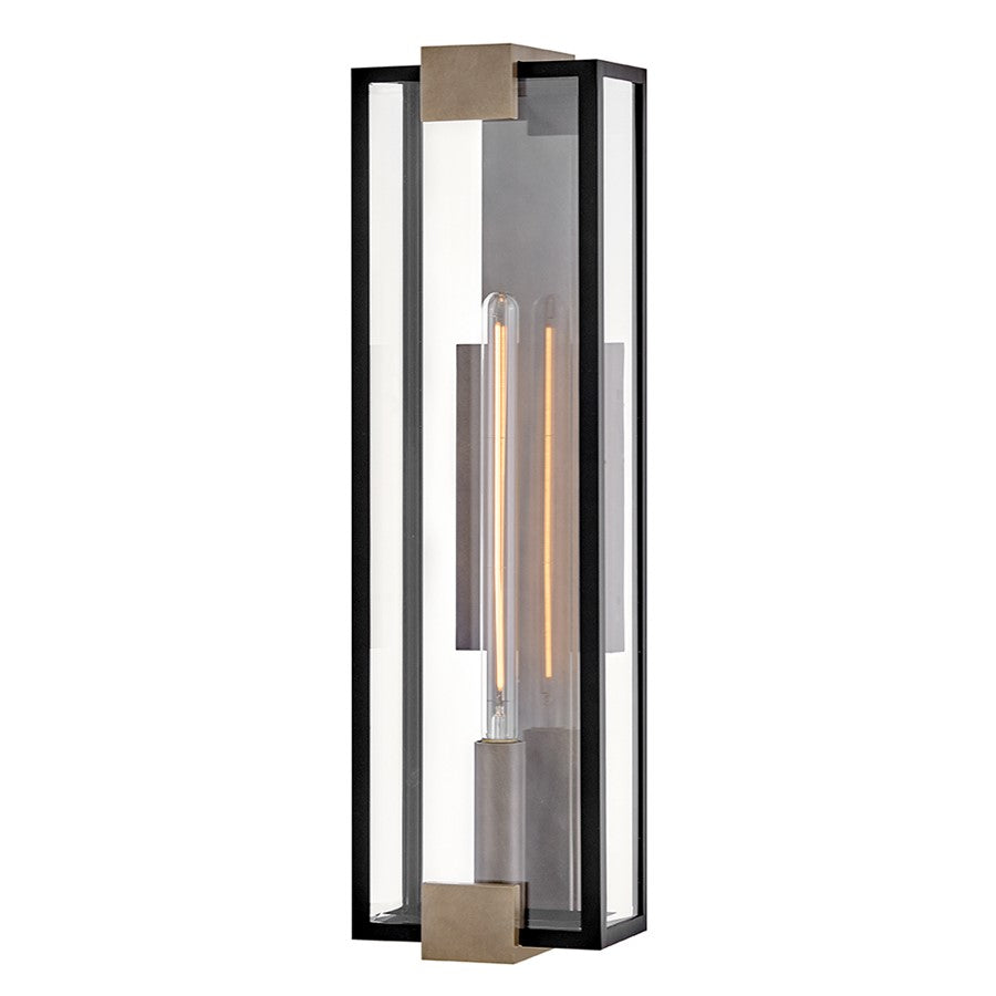 Hinkley Bergen 1Lt 28" Outdoor Wall Mount, Black/Clear Beveled - 29055BK