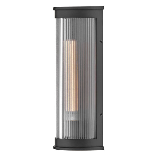 Hinkley Lighting Bluffton 1Lt 17" Outdoor Wall Mount, Black/Clear Ribbed - 29084BK-LL