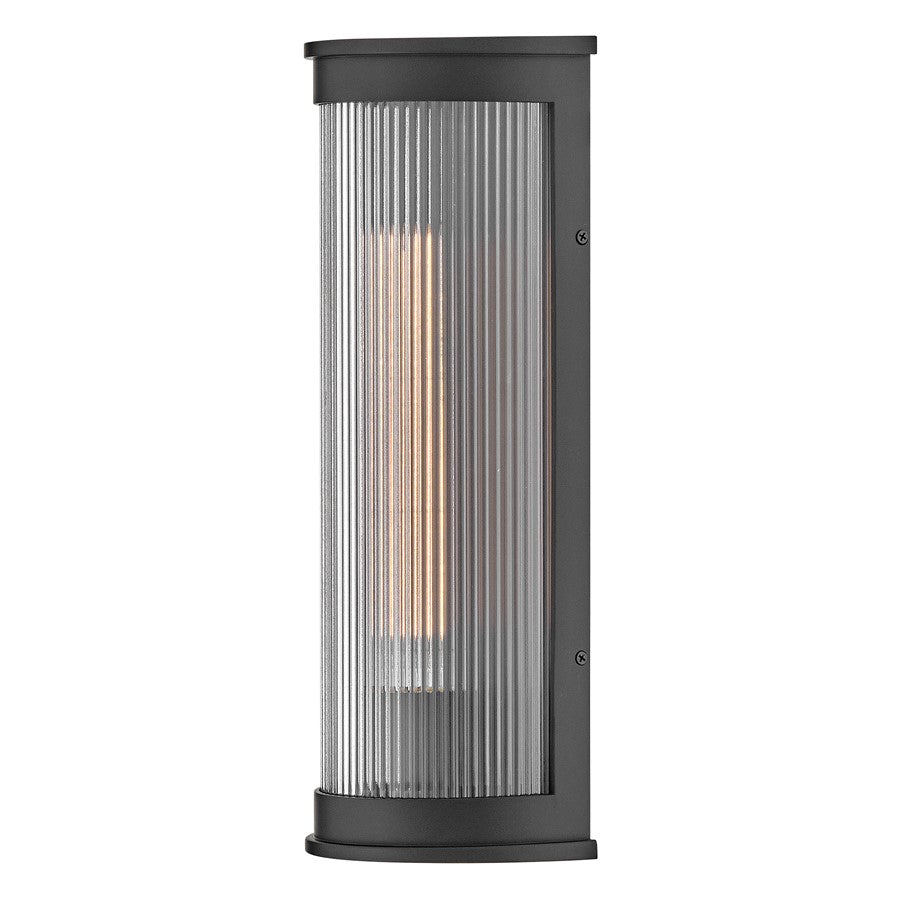 Hinkley Lighting Bluffton 1Lt 17" Outdoor Wall Mount, Black/Clear Ribbed - 29084BK-LL