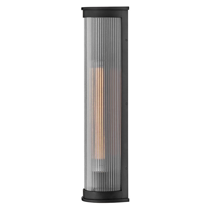 Hinkley Bluffton 24in 1-Light Outdoor Wall Sconce | Transitional Black Composite and Clear Ribbed Glass | Entryway & Covered Patio | 4 | Model 29085BK-LL