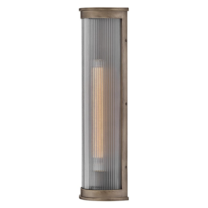 Hinkley Bluffton 24in 1-Light Outdoor Wall Sconce | Transitional Burnished Bronze Composite and Clear Ribbed Glass | Entryway & Covered | Model 29085BU-LL