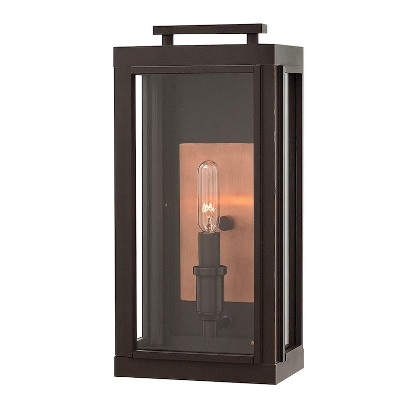 Hinkley Sutcliffe 14in 1-Light Outdoor Sconce | Arts & Crafts Oil Rubbed Bronze and Clear Glass | Entryway & Patio | 7 x 14 x 5.5 in | Model 2910OZ