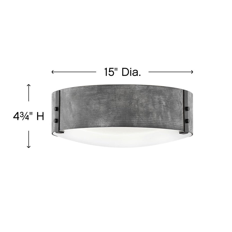 Hinkley Sawyer 15in 3-Light Outdoor Ceiling Light | Rustic Sequoia and Iron Rust Metal with Etched Glass | Covered Patio & Porch | 15 x | Model 29203SQ-LL