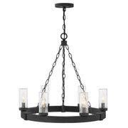 Hinkley Lighting Sawyer 6Lt Outdoor Chandelier/5W, Black/Clear Seedy - 29206BK