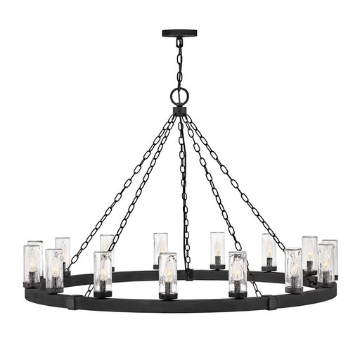 Hinkley Sawyer 15Lt Outdoor Chandelier, Black/Clear Seedy - 29209BK