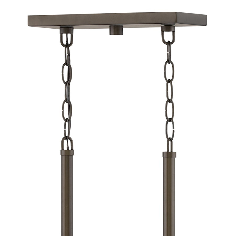Hinkley Rhodes 42in 6-Light Outdoor Linear Chandelier | Craftsman Industrial Brushed Graphite and Etched Opal Glass | Covered Patio & | Model 29306BGR-LL