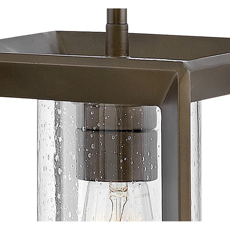 Hinkley Rhodes 7in 1-Light Outdoor Pendant | Craftsman Industrial Warm Bronze and Clear Seedy Glass | Covered Patio & Entryway | 7 x 7 | Model 29307WB-LL