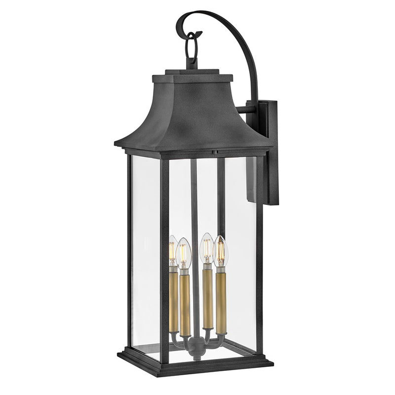 Hinkley Lighting Adair 4Lt Outdoor Wall Mount/2W, Aged Zinc/Clear