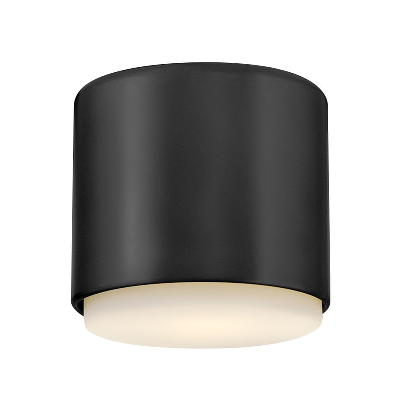 Hinkley Cedric 5in 1-Light Flush Mount | Modern Black Steel and Etched Opal Glass | Hallway & Bedroom | 5 x 5 x 5 in | Model 30070BK