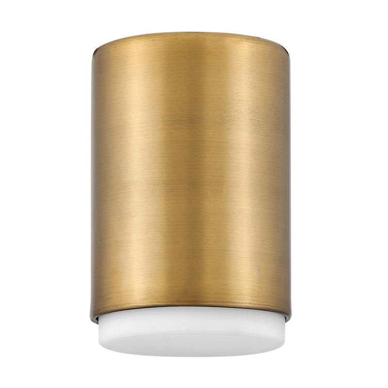 Hinkley Cedric 1-Light Extra Small Flush Mount | Modern Lacquered Brass Steel and Etched Opal Glass | Hallway & Closet Light | 5 x 5 x 8 | Model 30071LCB
