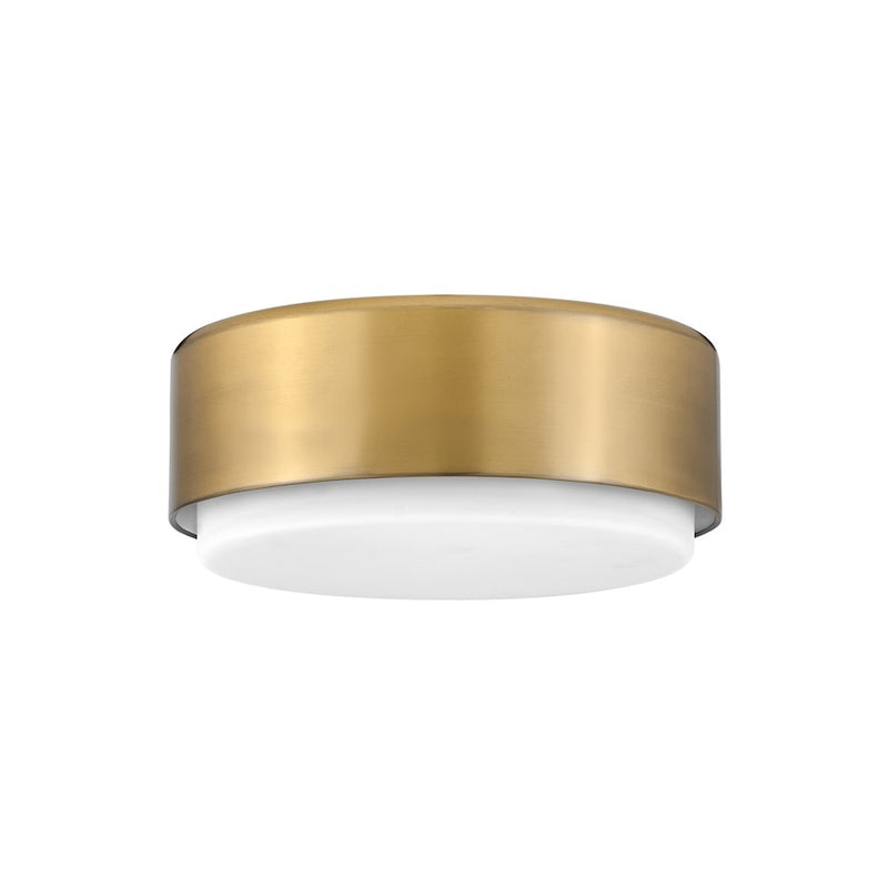Hinkley Cedric 1-Light Extra Small Flush Mount | Modern Lacquered Brass Steel and Etched Opal Glass | Hallway & Closet Light | 5 x 5 x 8 | Model 30071LCB
