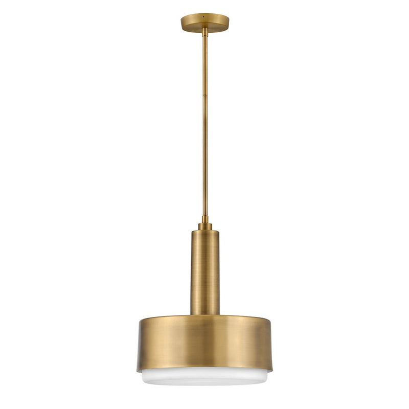 Hinkley Cedric 13in 2-Light Medium Pendant | Modern Lacquered Brass Steel and Etched Opal Glass | Kitchen Island & Dining Room | 13 x 13 | Model 30074LCB