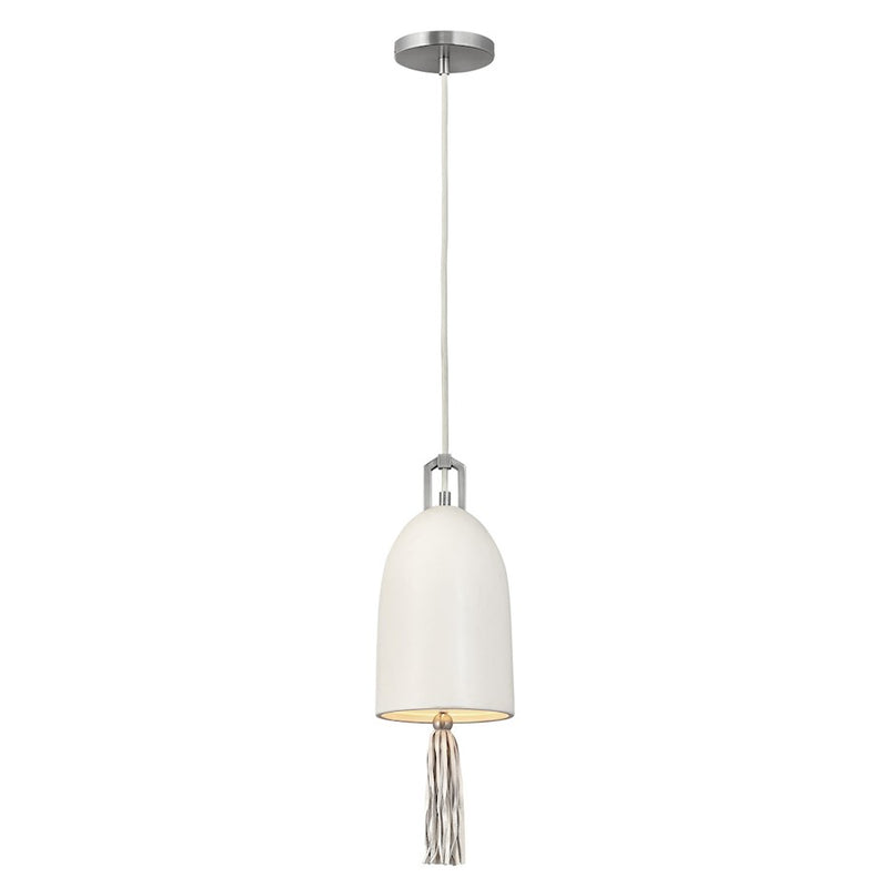 Hinkley Mara 1-Light Pendant | Modern Bohemian Heritage Brass and Bisque Ceramic Shade | Kitchen Island & Dining Room | 7 x 7 x 20 in | Model 30107HBR