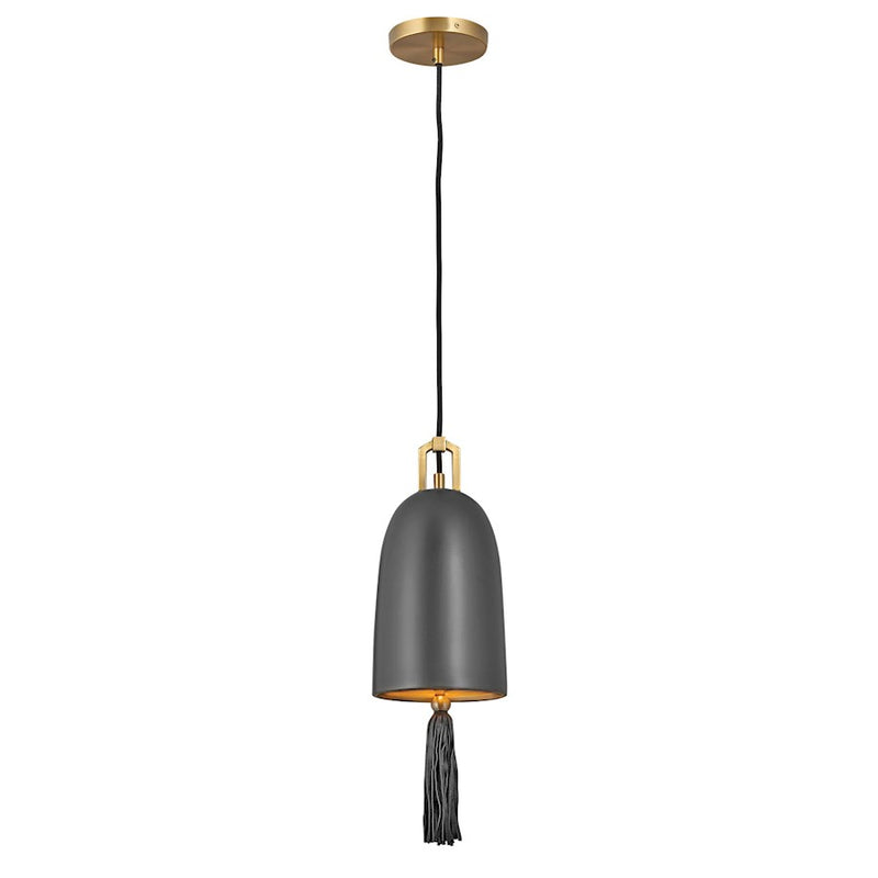 Hinkley Mara 1-Light Pendant | Modern Bohemian Heritage Brass and Bisque Ceramic Shade | Kitchen Island & Dining Room | 7 x 7 x 20 in | Model 30107HBR